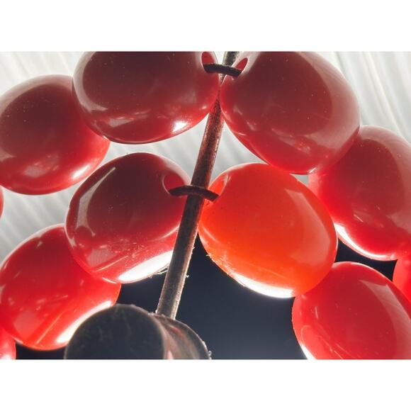 Vintage Cherry Bakelite 30 Bead on a Cord 30” Necklace 240g (Restrung?) - Picture 6 of 7